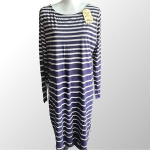 NWT Soft Surroundings Bridgeport Navy & Gray Scoop-Neck‎ Back Dress in Size XL